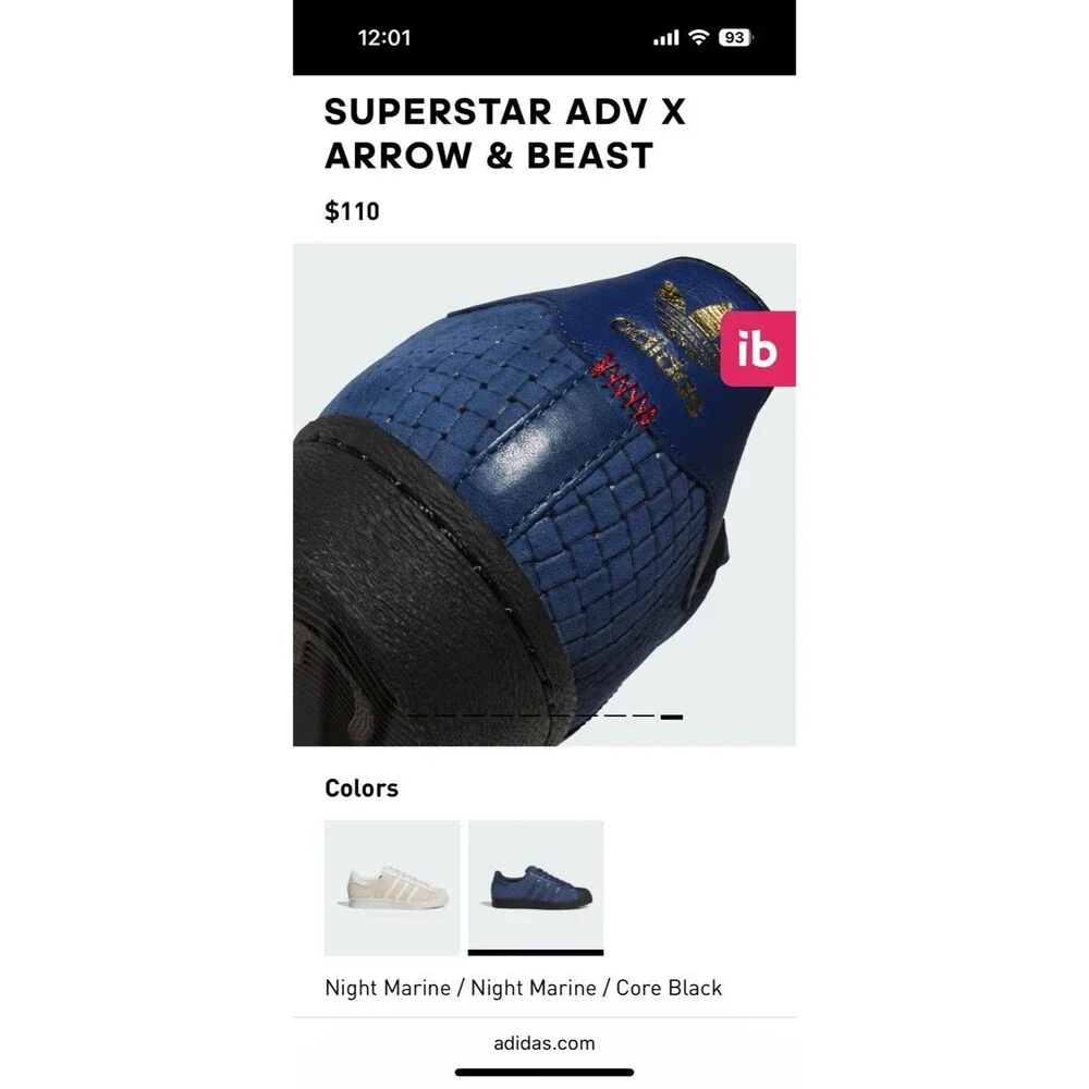 New Adidas Arrow & Beast x Superstar ADV Paris Size 11.5